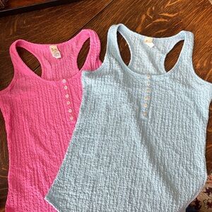 Pink and Blue Textured maternity Tank Tops